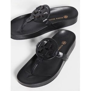 TORY BURCH Miller Cloud Black Leather Sandals US 7